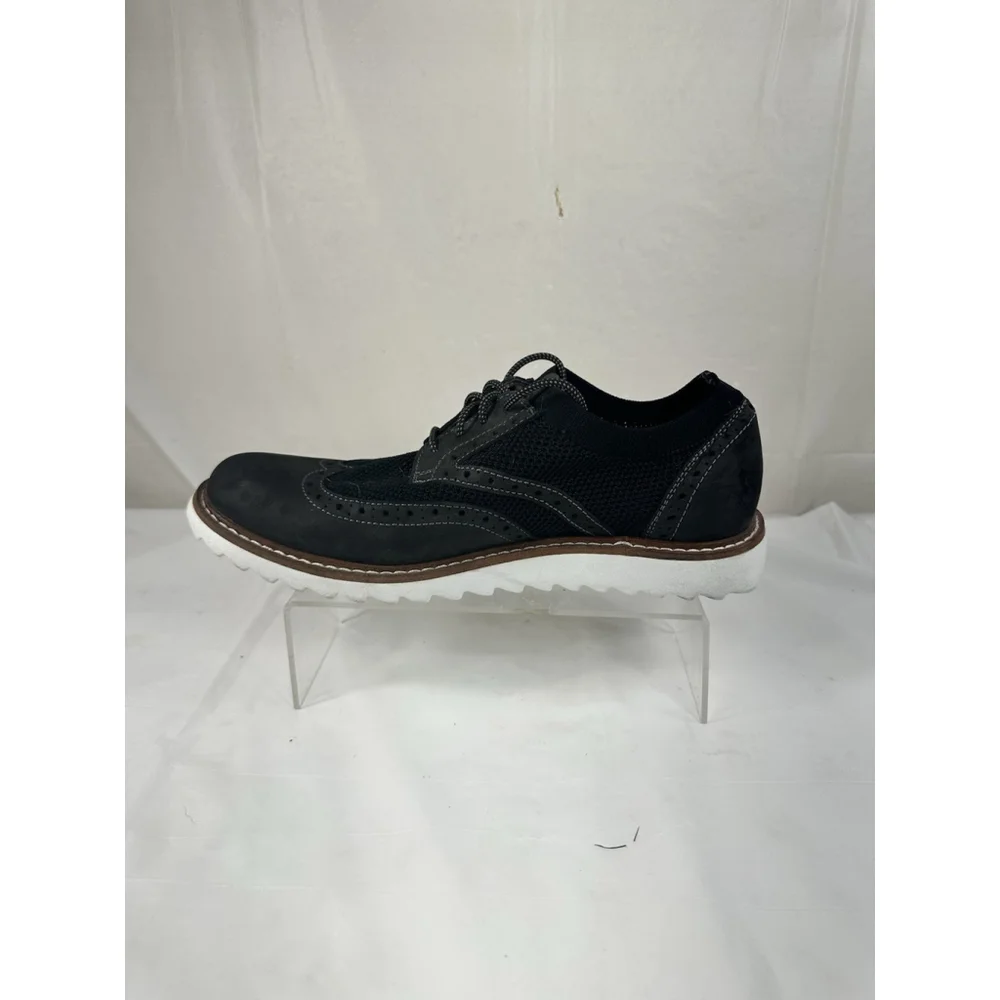 JOHNSTON MURPHY DUNCAN WINGTIP MENS SIZE 8 M BLACK LEATHER FABRIC